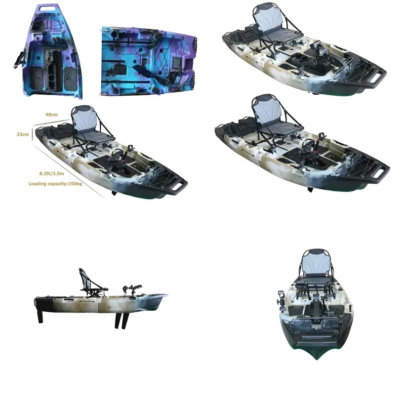 Fishing Boat Seat - 8フィート モジュラー式 シングルシート フィンペダル駆動 カヤック プロペラ