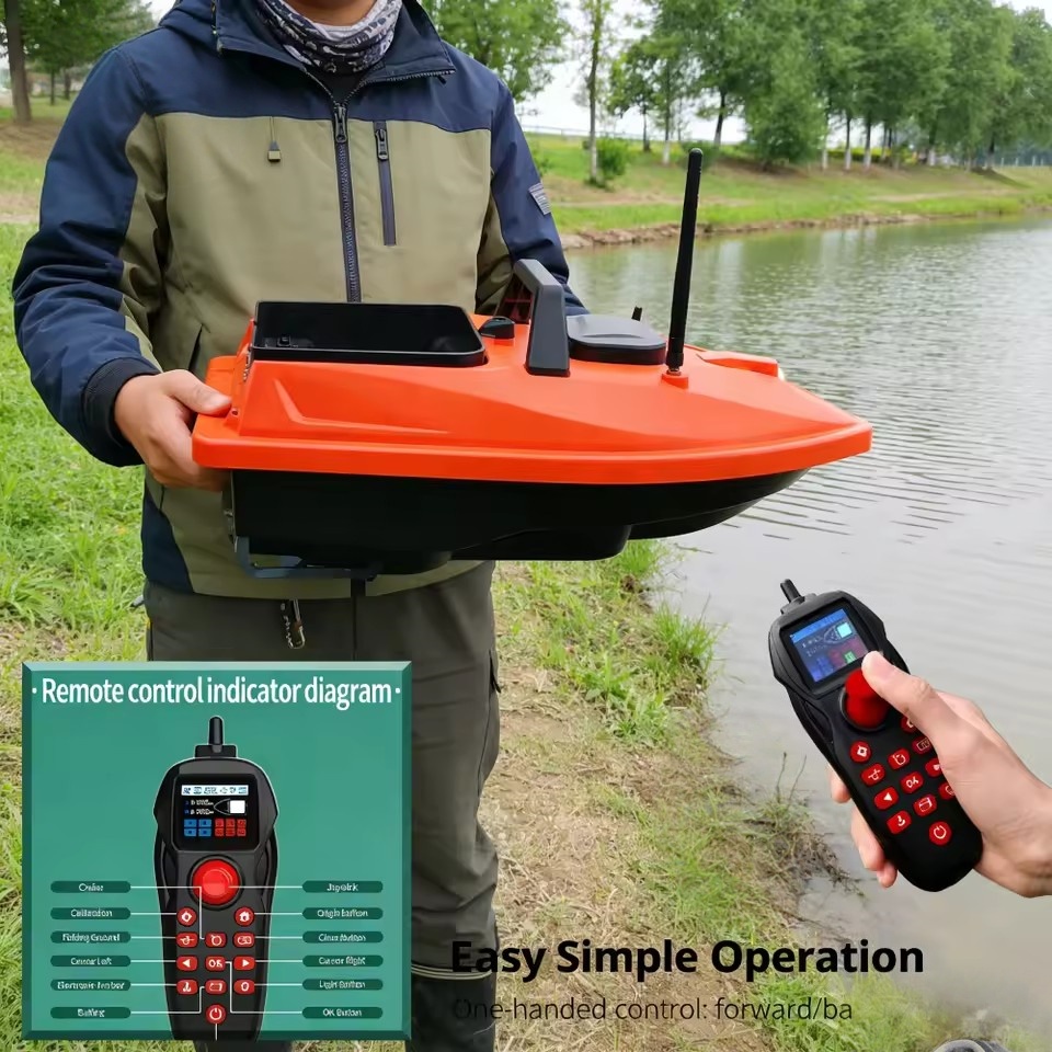 Fishing Boat Gps - 500メートル遠隔操作、1.5キロ積載可能、GPS搭載釣り餌ボート、電子アンカー式クルーズコントロールRCネストベイトボート、アウトドアスポーツフィッシング用