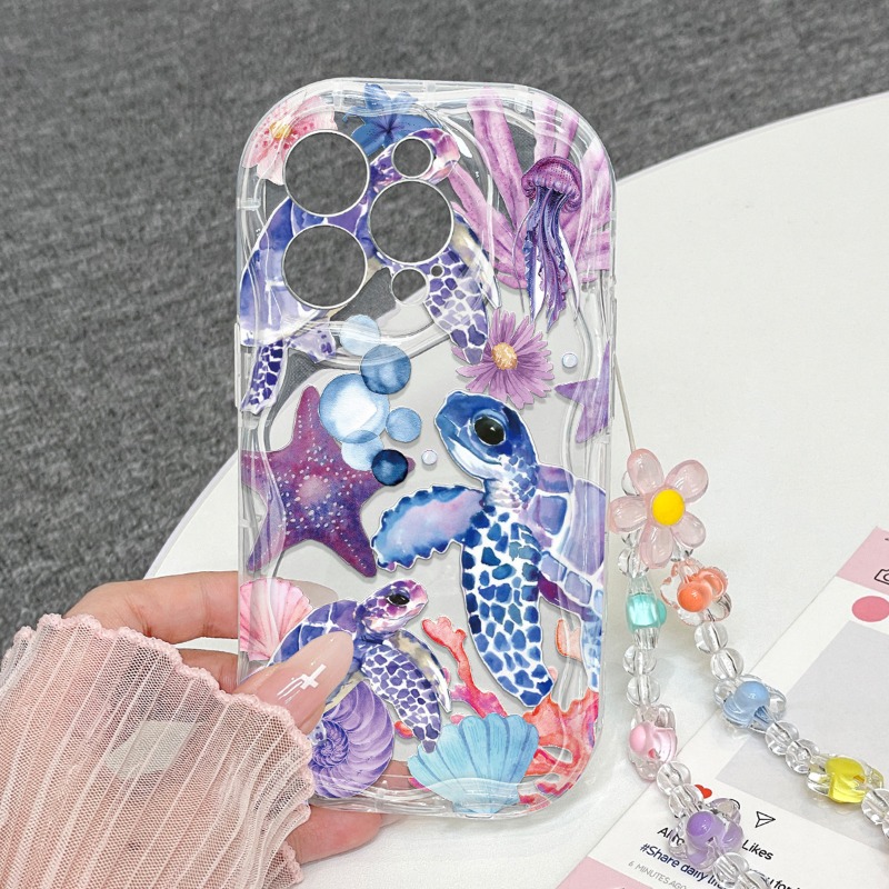 紫の亀の水中世界柄スマホケース iPhone 17 16 1 - Fishing Boat Cover のレビューと価格