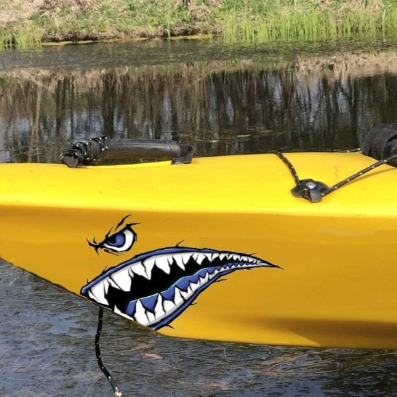 2 個サメの歯口ボートステッカー防水 DIY カヤック漁船カ - Fishing Boat Oar のレビューと価格